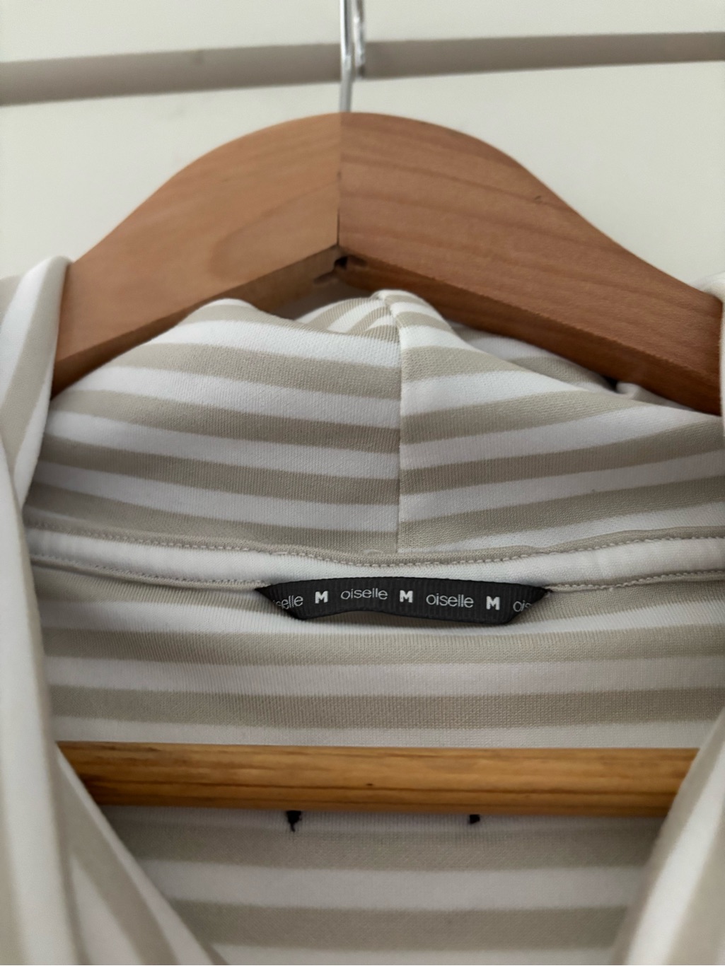Oiselle One Mile Striped Turtleneck Pullover Top Neutral Running Drop Shoulder — image 6 of 8